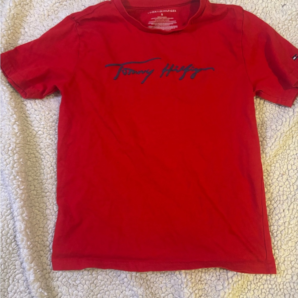 Tommy Hilfiger Kids Red Tee with Navy Logo